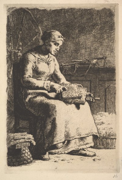 Yün Tarakçı, ca. 1855-56. by Jean Francois Millet