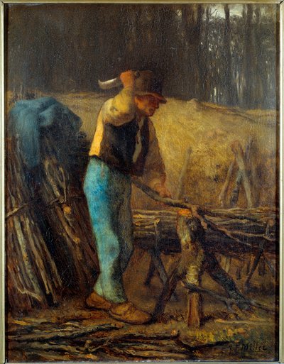 Odun bölücü Bir ağacın dallarını demetler halinde kesen palalı bir oduncu. Jean Francois Millet
