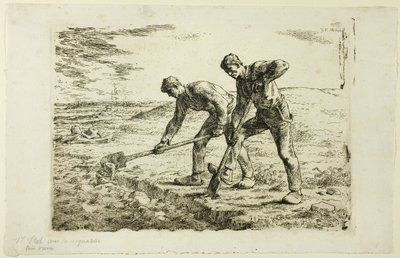iki adam kazma by Jean Francois Millet