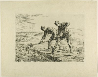 iki adam kazma by Jean Francois Millet