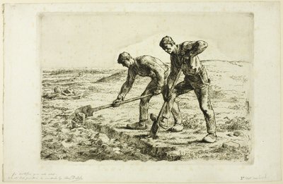 iki adam kazma by Jean Francois Millet