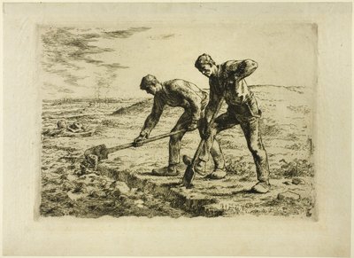 iki adam kazma by Jean Francois Millet