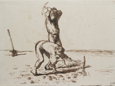 Kazmalarla Kazan İki Köylü, c1844-1846 by Jean Francois Millet