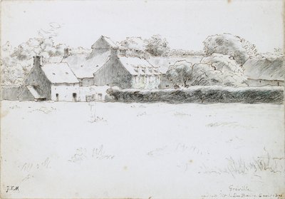 Bir tarladaki çiftlik binalarının görünümü, 6 Ağustos 1871 by Jean Francois Millet