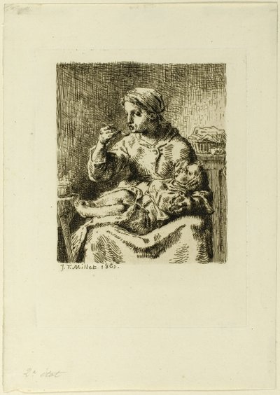 çocuğunu besleyen kadın by Jean Francois Millet