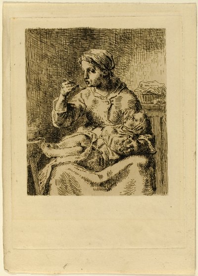 çocuğunu besleyen kadın by Jean Francois Millet