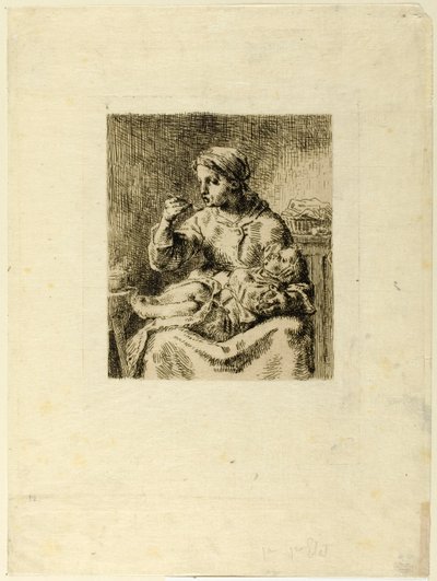 çocuğunu besleyen kadın by Jean Francois Millet