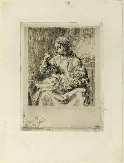 çocuğunu besleyen kadın by Jean Francois Millet