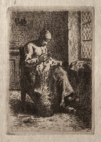 kadın dikiş by Jean Francois Millet