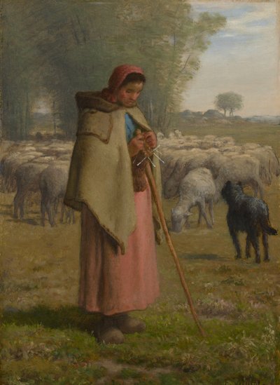 Koyunlarını Koruyan Genç Kız, 1860-?62 dolayları by Jean Francois Millet