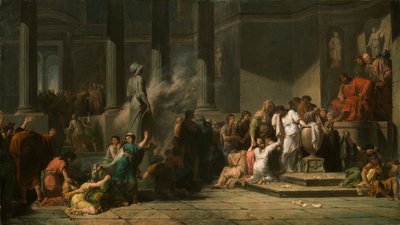 Atinalı Kızlar Aralarından Hangi Yedi Kişinin Minotor'a Kurban Edilmek Üzere Girit'e Gönderileceğini Kura Çekiyor (tuval üzerine yağlıboya) by Jean François Pierre Peyron