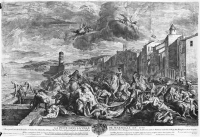 Simon Thomassin (1655-1733) tarafından oyulmuş 1720 vebası Marsilya, 1727 (gravür) (s/b fotoğraf) by Jean Francois de (after) Troy