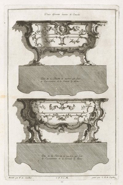 Dressers farklı çizim kitabı by Jean François Cuvilliés