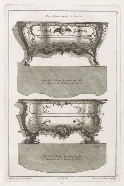 Dressers farklı çizim kitabı by Jean François Cuvilliés