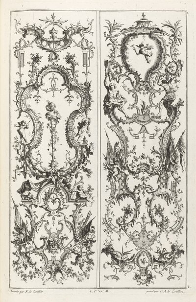 Grotesk Tasarımlı İki Panel by Jean François Cuvilliés