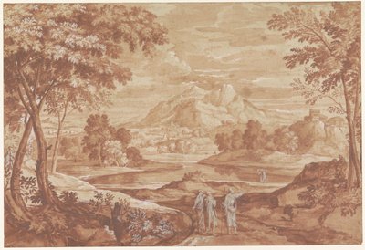 Yürüyen insanlarla Arcadian manzara by Jean François Millet (II)