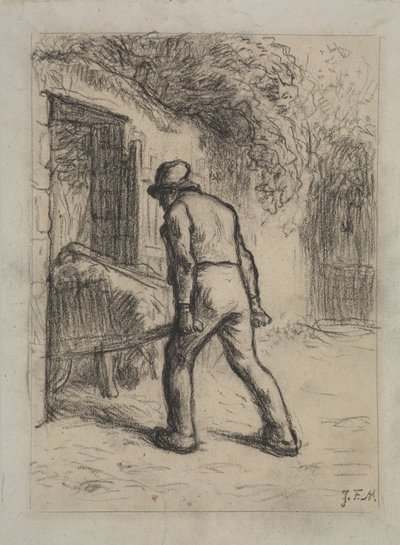 El Arabalı Adam için Çalışma by Jean Francois Millet