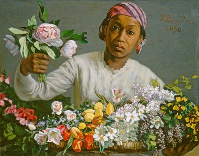 Şakayıklı Genç Kadın, 1870 by Jean Frederic Bazille