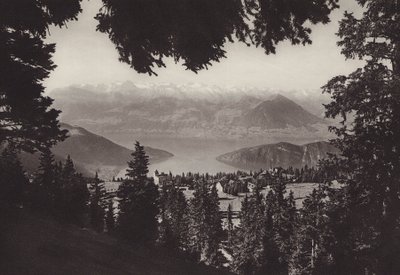Rigi Kaltbad, Luzern Gölü manzarası (s/b fotoğraf) by Jean Gaberell