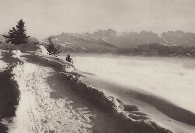 Rigi Kaltbad, güneşli bir kış günü (s/b fotoğraf) by Jean Gaberell