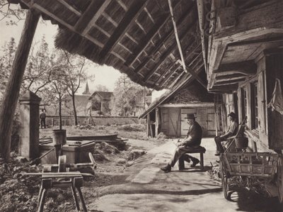 İsviçre: Bernese Çiftlik Evi, çatı katının altında (s/b fotoğraf) by Jean Gaberell