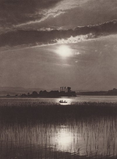 İsviçre: Zürih Gölü, Akşam (s/b fotoğraf) by Jean Gaberell