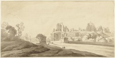 Roma'daki Palatine Tepesi'ndeki saray kalıntılarının görünümü by Jean Grandjean (attributed to)