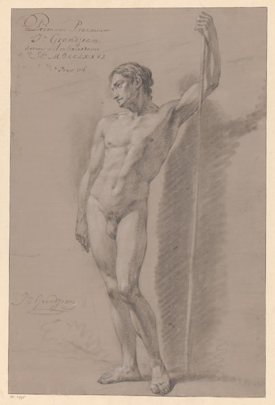 Önden bakıldığında çıplak erkek ayakta (1.lik ödülü 1776) by Jean Grandjean