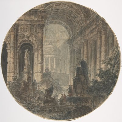 Mimari fantezi, 18. yüzyıl. by Jean Henri Alexandre Pernet.