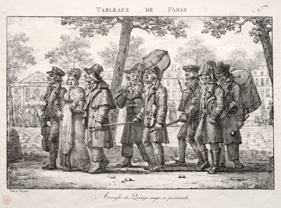 Paris Manzaraları: Quinze Vingts'ten Kör Adamlar, Yürüyüş by Jean Henri Marlet