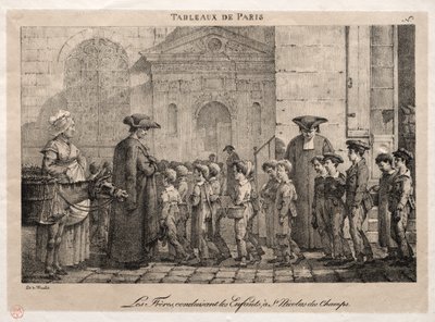 Paris Manzaraları: Çocukları Tarlaların Aziz Nikolaos'una Yürüten Kardeşler by Jean Henri Marlet