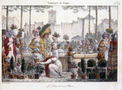 Çiçek pazarı - Brocas tarafından litografi by Jean Henri Marlet