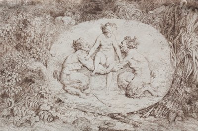 Bacchanales: İki Satyr Tarafından Desteklenen Peri, 1763. by Jean Honore Fragonard