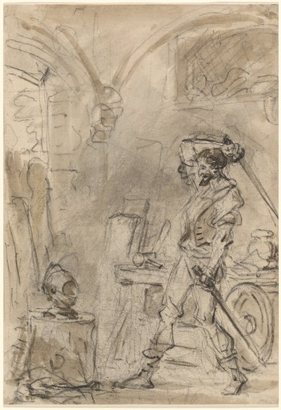 Don Kişot Miğferi Vurmak üzere by Jean Honore Fragonard