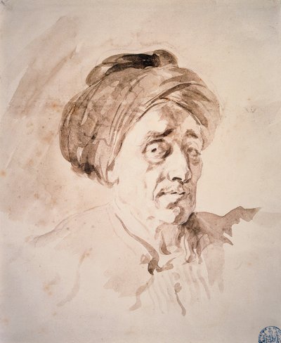 Sarıklı kafa Jean Honore Fragonard (1732-1806) tarafından yıkamada çizim. 18. yüzyıl Besancon. güzel Sanatlar Müzesi by Jean Honore Fragonard