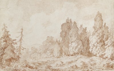 Köprülü Manzara, c.1760 (beyaz olmayan kağıt üzerine kırmızı tebeşir) by Jean Honore Fragonard