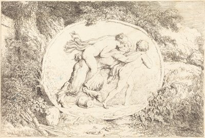 Perisi bir Satyr ata biner (Genç kız bir satir ata biner) by Jean Honore Fragonard
