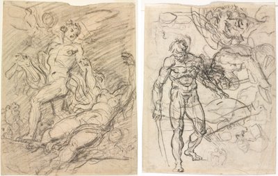 Orpheus ve Eurydice (rekto); Figür Çalışmaları (tersi) by Jean-Honore Fragonard