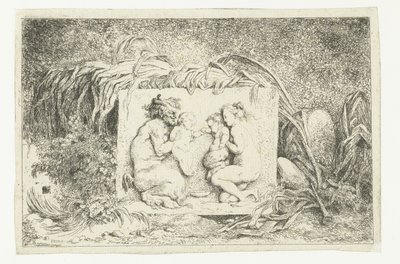 İki çocuklu satir ve perisi Bacchanles (dizi adı) Periler ve Satirler (dizi başlığı) by Jean Honore Fragonard