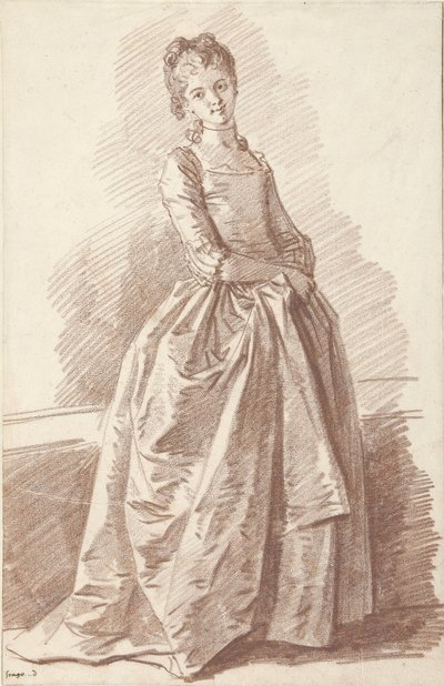 Ayakta duran genç kadın, karşı karşıya by Jean Honore Fragonard
