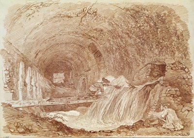 Stables of Maecenas at Tivoli (red chalk on paper) by Jean Honore Fragonard