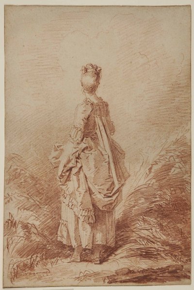 Genç Kadın Geriye Bakıyor by Jean Honore Fragonard