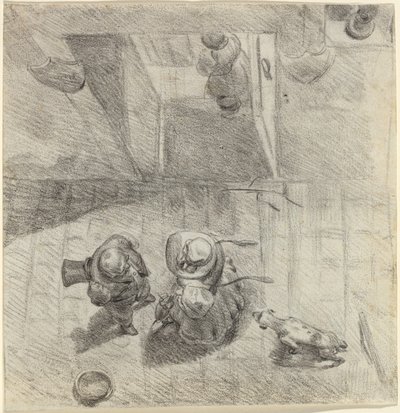 Konuşan Kadın ve Erkek Kuş Bakışı by Jean Ignace Isidore Grandville