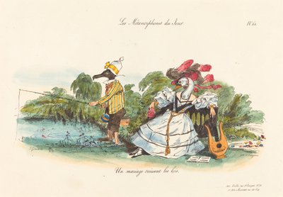 Günün Metamorfozları: Geleneksel Bir Evlilik by Jean Ignace Isidore Grandville