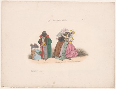 Kediler farelere dosttur Tenez mes petits rats (...) (nesne üzerindeki başlık) Çağdaş metamorfozlar (dizi başlığı) Les Metamorphoses du Jour (nesne üzerinde seri başlığı) by Jean Ignace Isidore Gérard Grandville