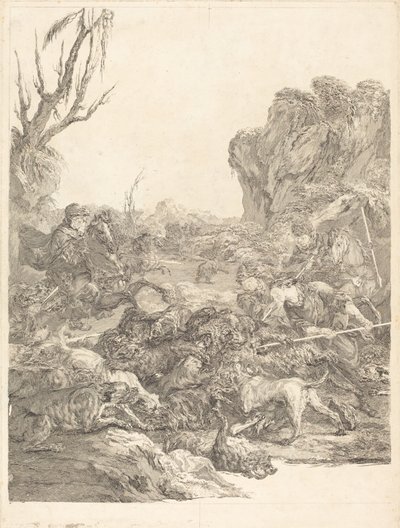Ayı Avı by Jean Jacques Flipart after Carle Van Loo