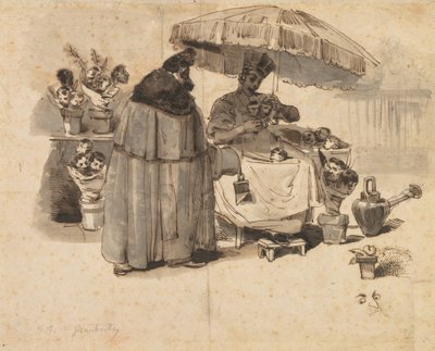 "Au Bouquet de persil" (Bir Maydanoz Buketi) için çalışma by Jean Jacques Grandville