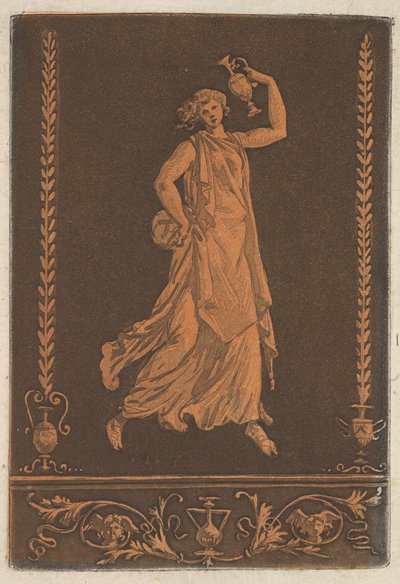 Genç dökümlü kadın, soldan sağa yürüyen, genç dökümlü bir... metal vazo, yakl. 1784. by Jean Jacques Lagrenee