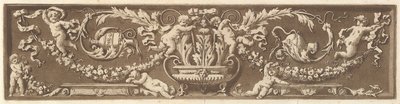 Recueil de Diff..., 1784'ten putti, akantus yaprakları ve meyve çelenkleriyle süs friz. by Jean Jacques Lagrenee