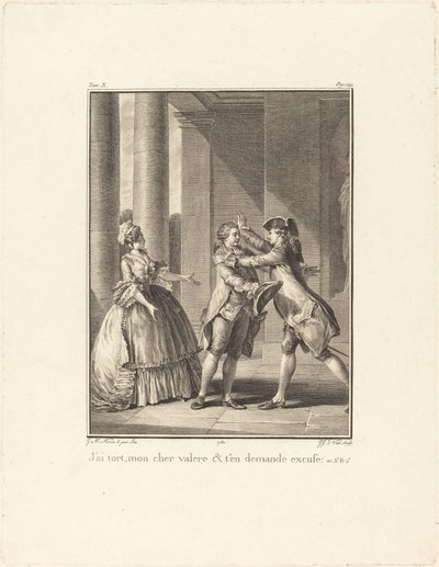 yanılıyorum, sevgili Valère, özür dilerim. by Jean Jacques Le Veau after Jean Michel Moreau